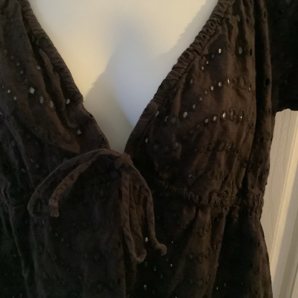 Brown eyelet bathing suit cover or dress, size M, 100% cotton - Picture 4 of 4